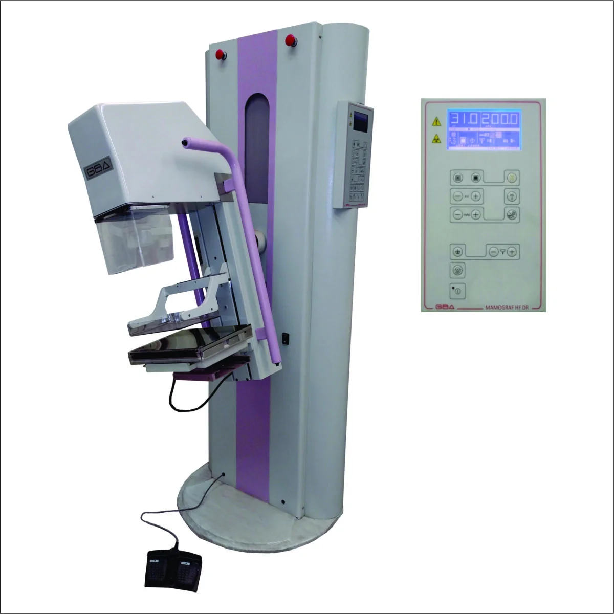 Mamograf HF · Mamógrafo de alta resolución actualizable a digital · GBA Rayos X